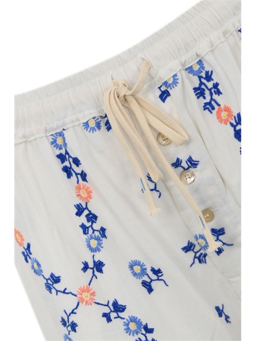 Pantalone in cotone con ricami Bianco/Blu FRONT STREET | 34964 HAND02